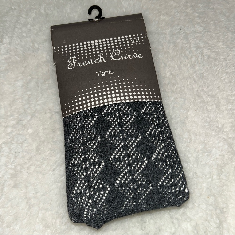 French Curve Patterned Tights Small Medium NEW